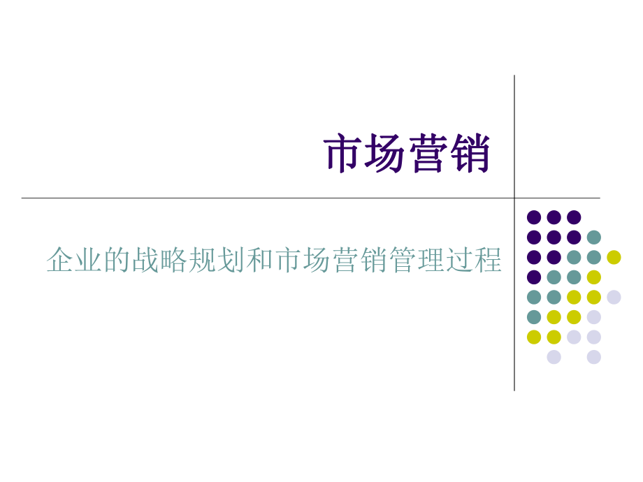 市场营销：企业的战略规划和市场营销管理过程_第1页