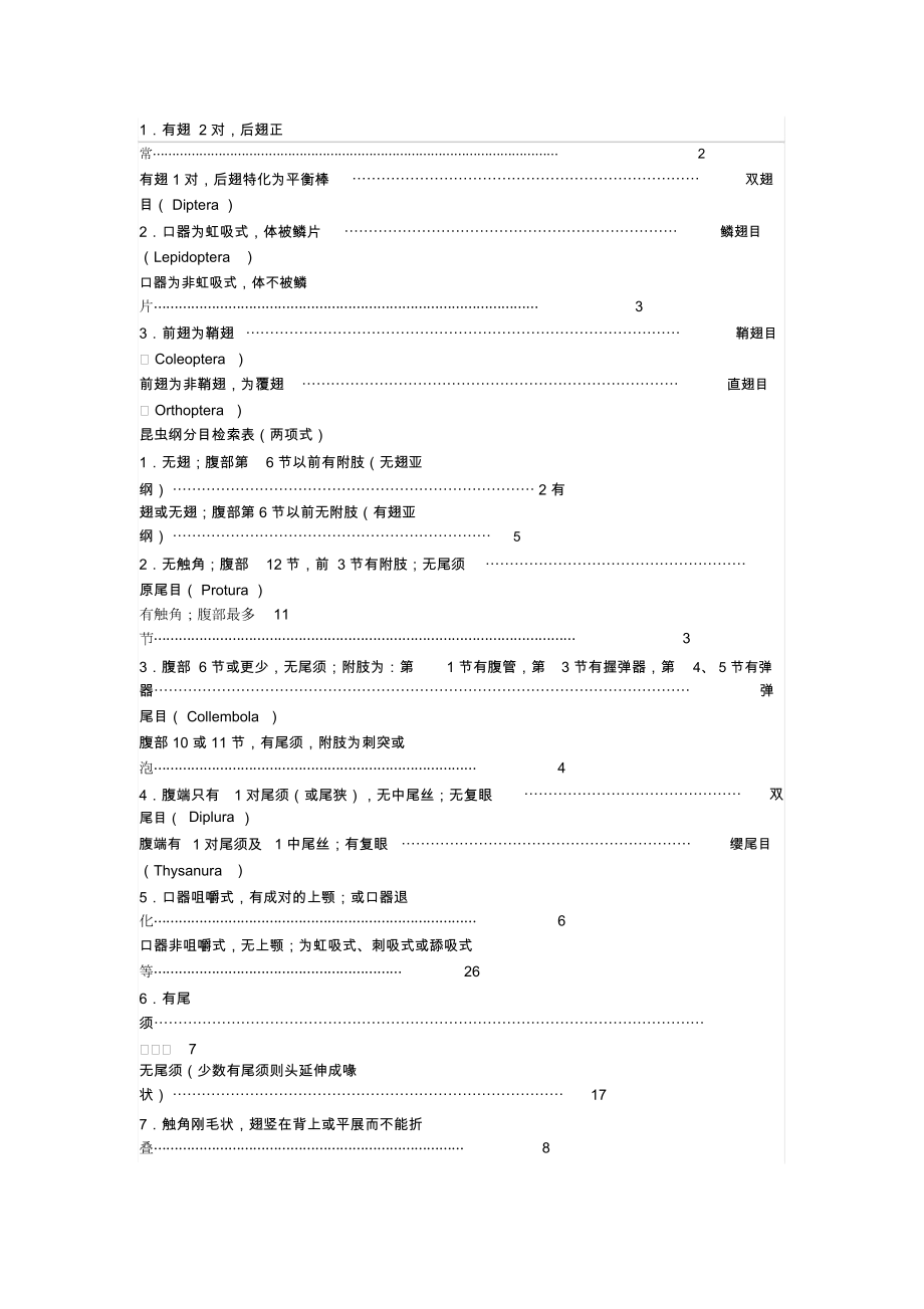 二歧式检索表怎么画图片