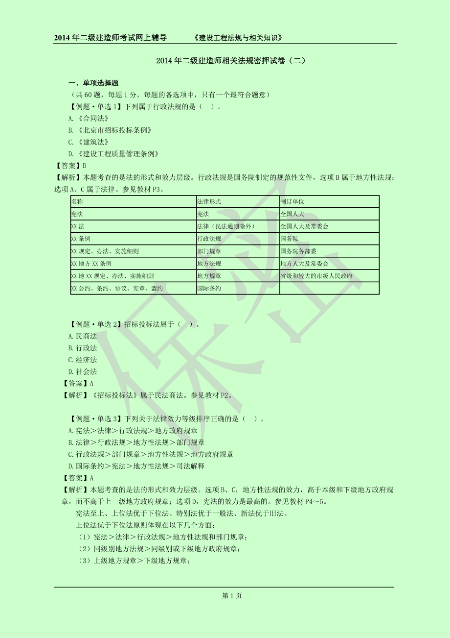 二級建造師考試 建設(shè)工程法規(guī)及相關(guān)知識 密押試題 密 DL_第1頁