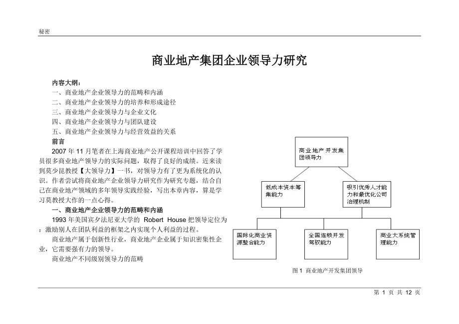 頭重腳輕商業(yè)地產(chǎn)集團企業(yè)領(lǐng)導(dǎo)力研究_第1頁