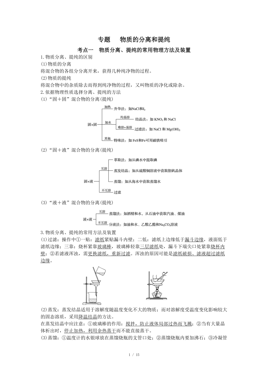 專題 物質(zhì)的分離和提純_第1頁