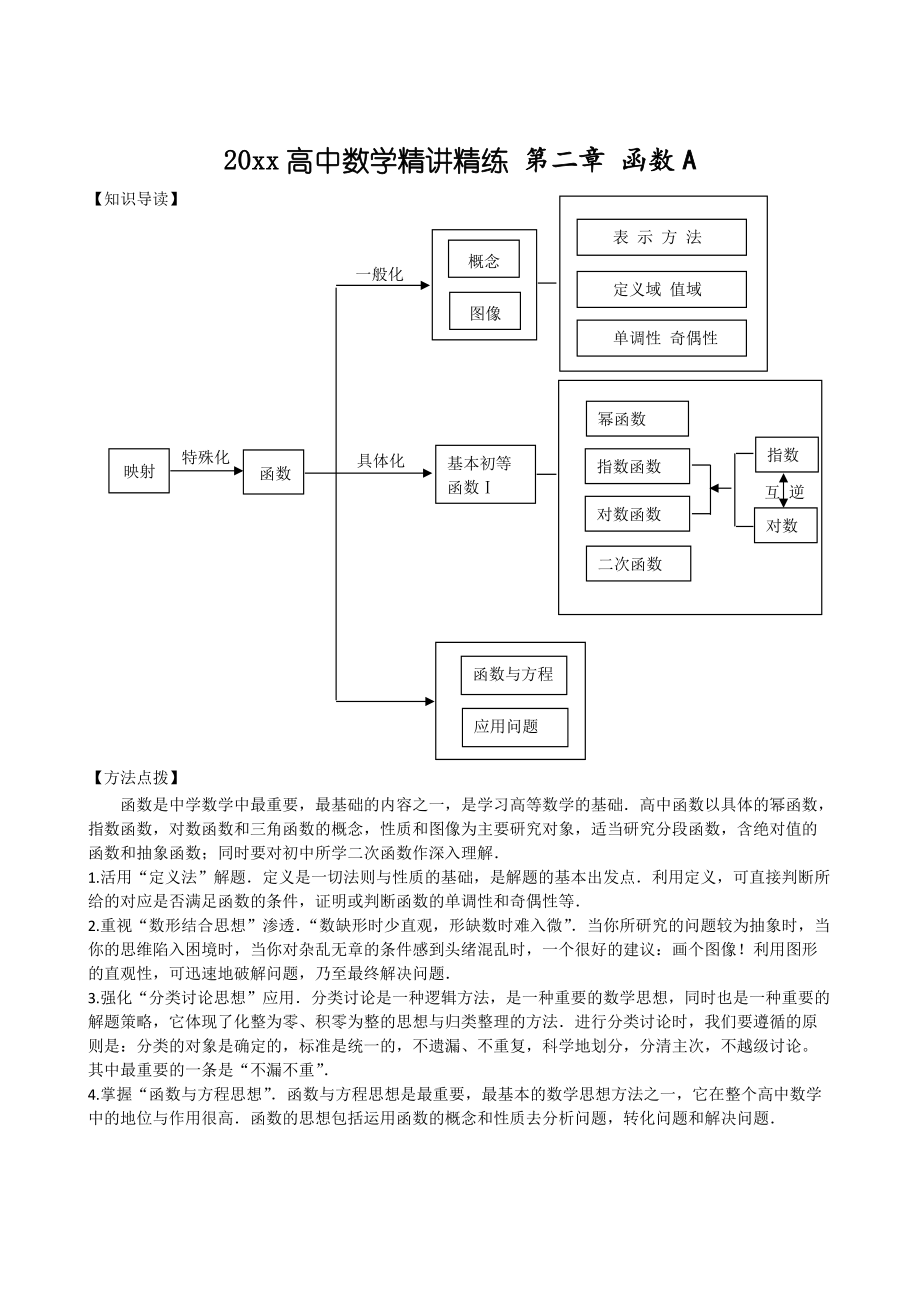 人教A版高中數(shù)學 精講精練第02章函數(shù)A含答案解析_第1頁