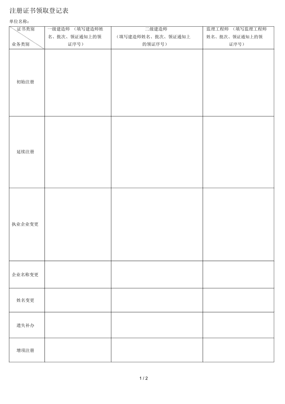 注册证书领取登记表_第1页