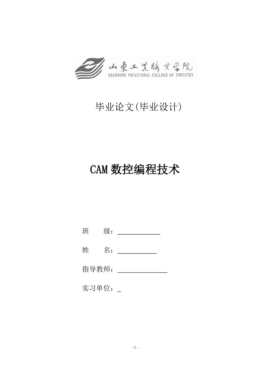 CAM数控编程技术毕业论文_第1页
