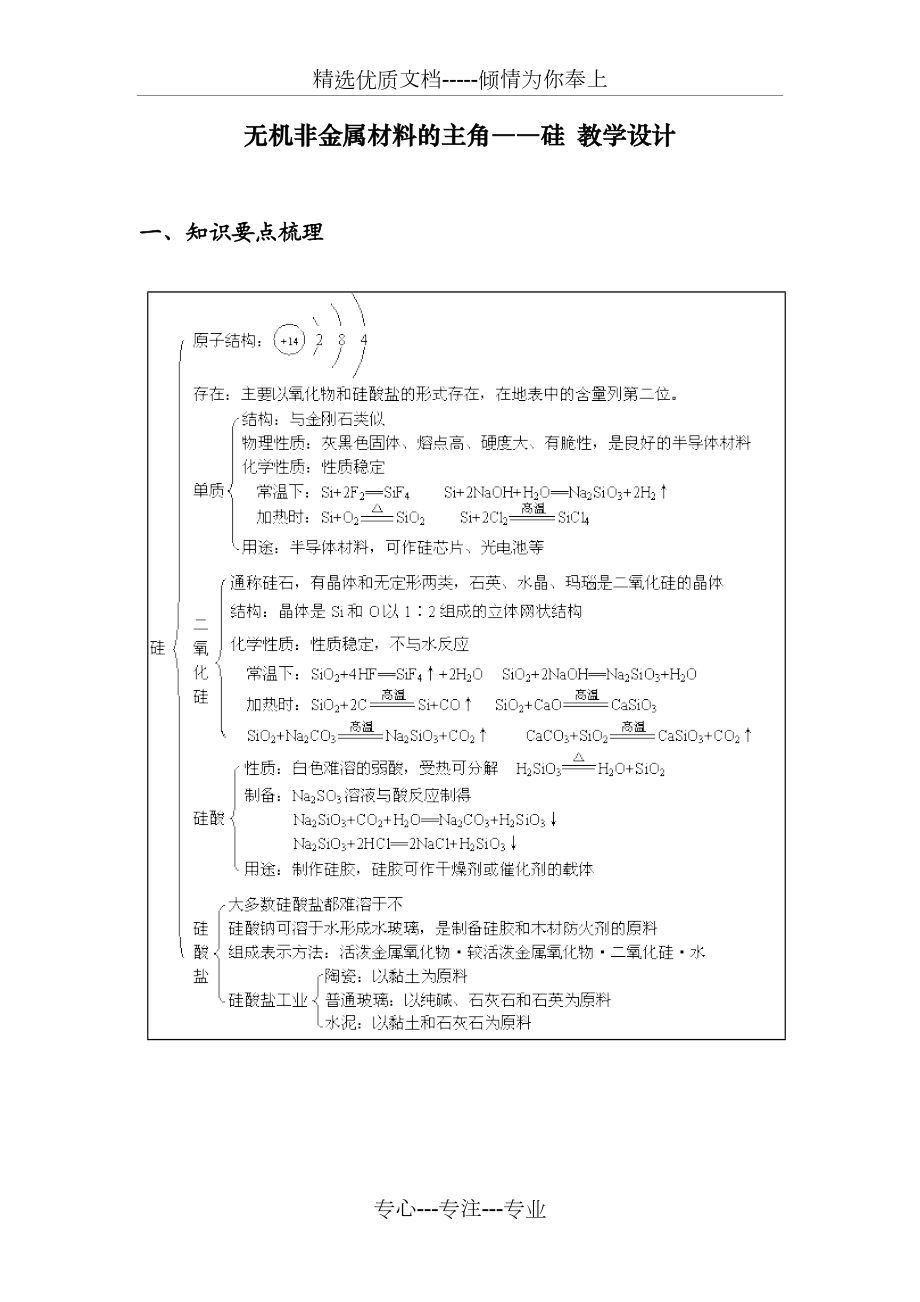 《無機非金屬材料的主角硅》教學設計(共9頁)_第1頁