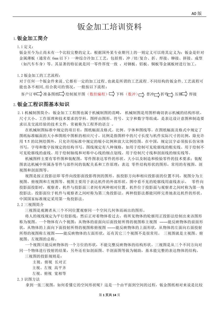 鈑金加工工藝培訓(xùn)資料1[共14頁(yè)]_第1頁(yè)