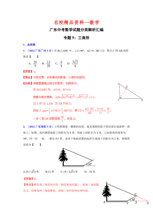 【名校精品】广东省各市年中考数学分类解析 专题9：三角形