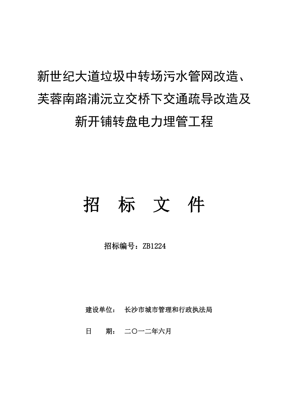 某污水管网改造、交通疏导及转盘电力埋管工程招标文件_第1页