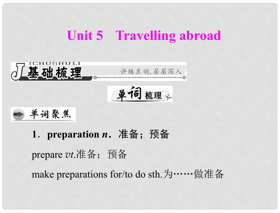 高考英語(yǔ)一輪復(fù)習(xí) 第一部分 unit 5 travelling abroad課件 選修7（廣東專(zhuān)用）_第1頁(yè)