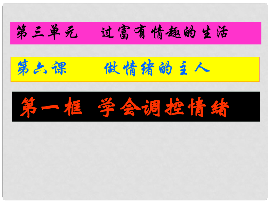 七年级政治上册 第三单元 第六课 第二框 学会调控情绪课件 新人教版_第1页