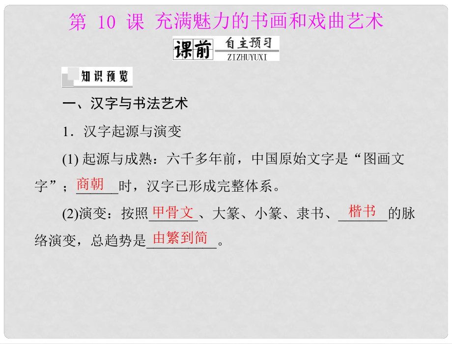 高中歷史 第三單元 第10課 充滿魅力的書畫和戲曲藝術(shù)課件 新人教版必修3 新課標(biāo)_第1頁