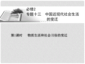 高考歷史一輪總復習 物質(zhì)生活和社會習俗的變遷課件 人民版必修2