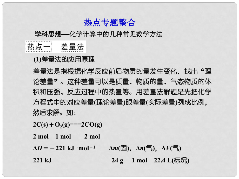 山東省高考化學一輪復習 第1章熱點專題整合課件_第1頁