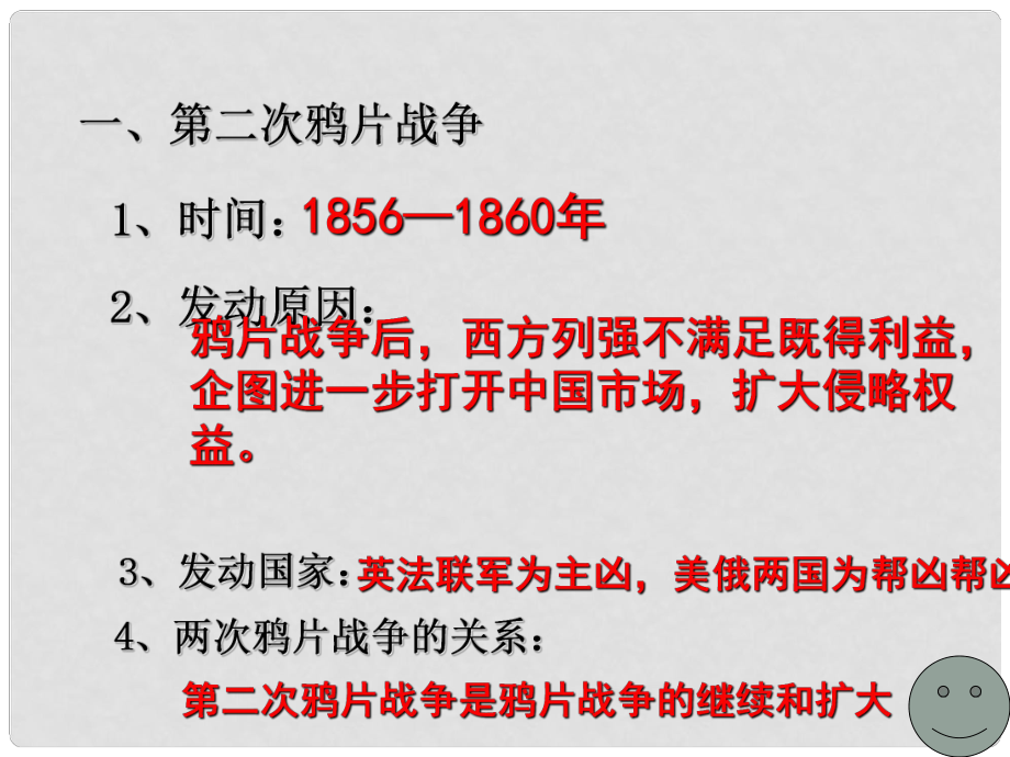 山東省肥城市八年級歷史《第2課 第二次鴉片戰(zhàn)爭》課件_第1頁