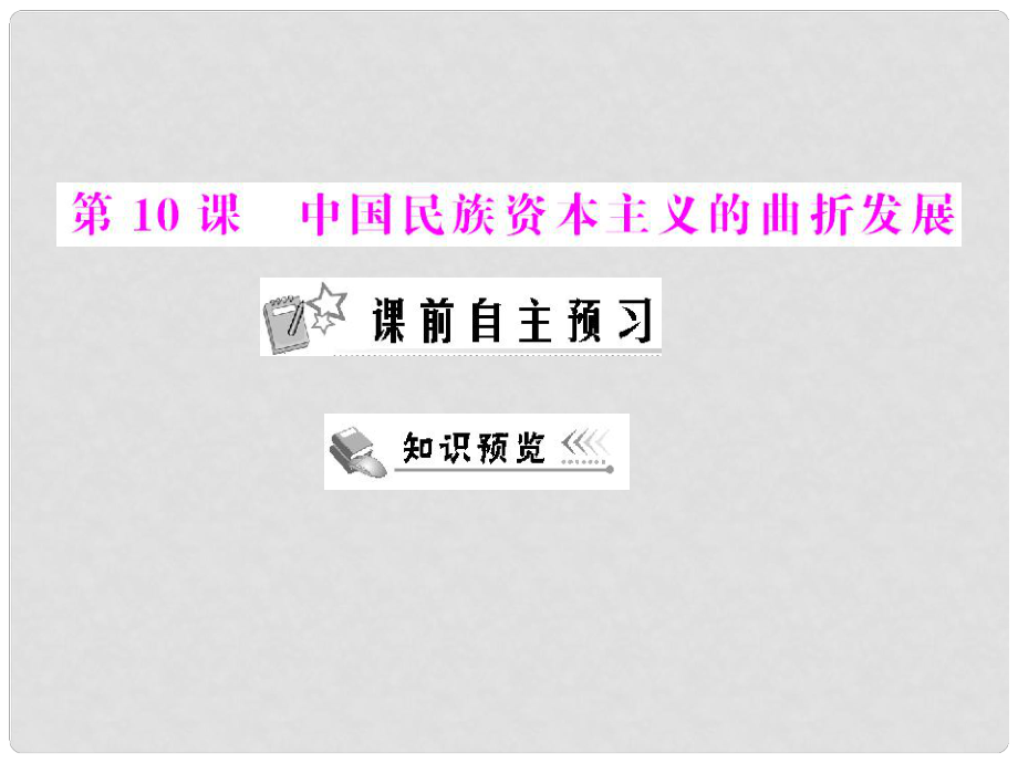 高中歷史 第三單元 第10課 中國(guó)民族資本主義的曲折發(fā)展課件 新人教版必修2 新課標(biāo)_第1頁(yè)