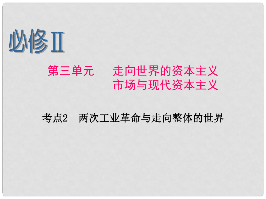 高考歷史一輪復習 第3單元 考點2 兩次工業(yè)革命與走向整體的世界課件 人民版必修2_第1頁