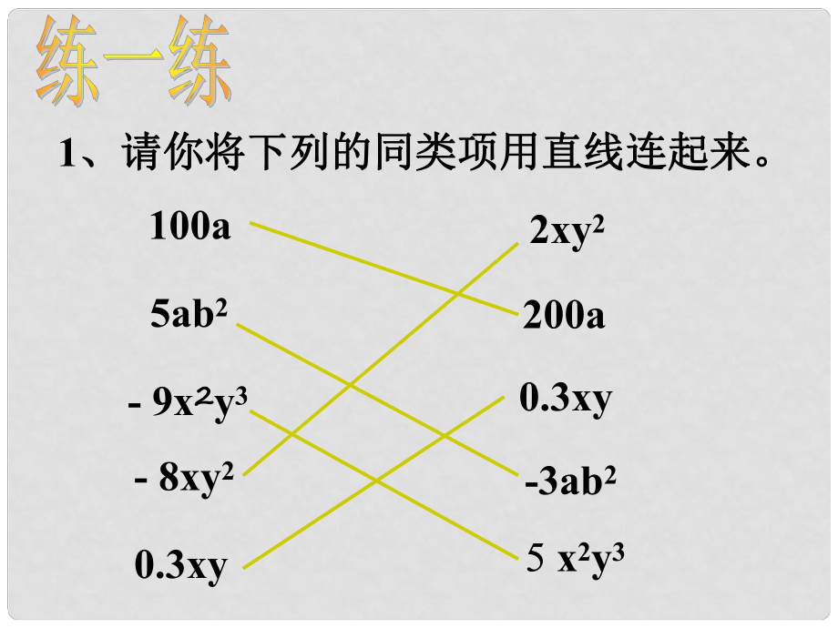 江蘇省昆山市兵希中學(xué)七年級數(shù)學(xué)上冊 3.4合并同類項課件2 蘇科版_第1頁