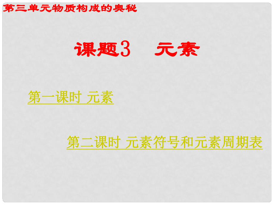 九年級化學(xué)上冊 第三單元 物質(zhì)構(gòu)成的奧秘 課題3元素課件 新人教版_第1頁