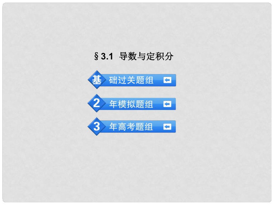 高考數(shù)學(xué) 3年高考2年模擬 3.1導(dǎo)數(shù)與定積分課件 理 （安徽版）_第1頁