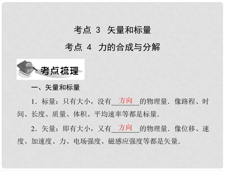 高中物理學(xué)業(yè)水平測試 專題二 考點3、4 力的合成與分解配套課件_第1頁