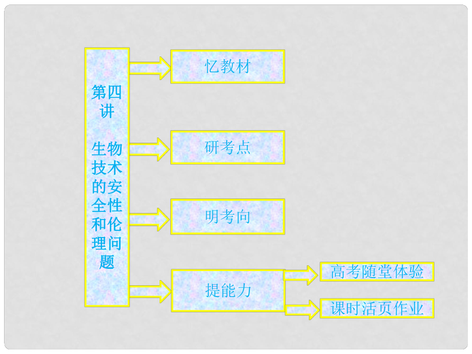 高中生物一輪復(fù)習(xí) 第四講 生物技術(shù)的安全性和倫理問題課件 新人教版選修3_第1頁