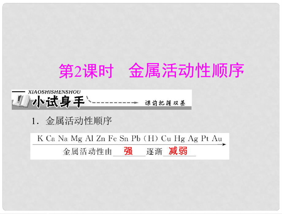 九年级化学 第八单元 课题2 第2课时 金属活动性顺序_第1页