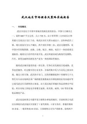 附件9：武汉地区市场调查及策略实施报告