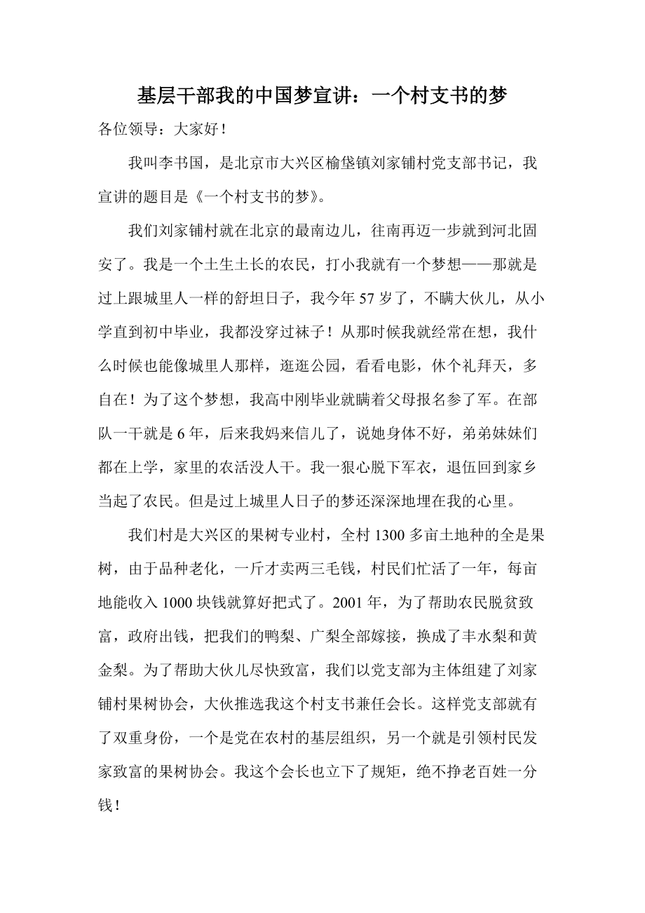 基层干部我的中国梦宣讲：一个村支书的梦_第1页