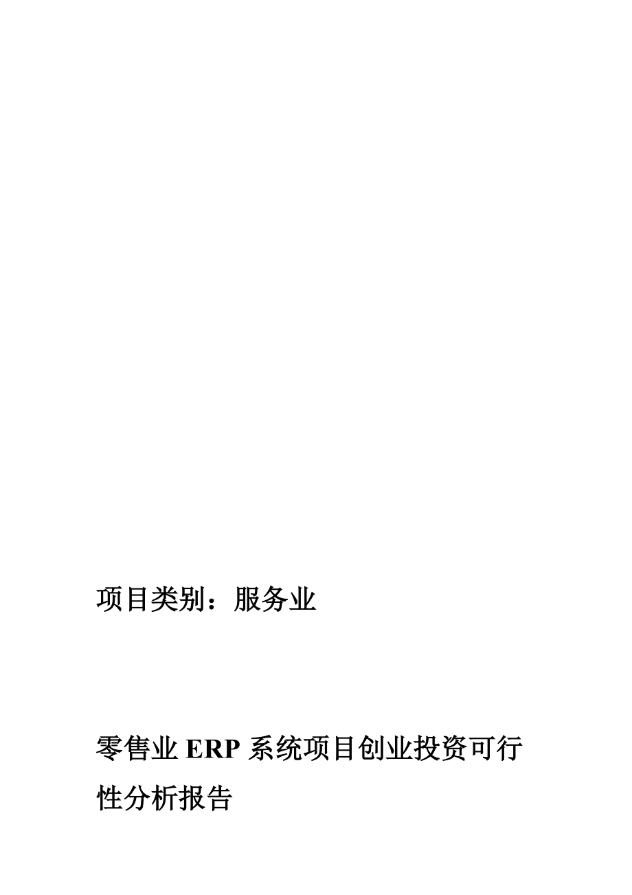 零售业ERP系统项目创业投资可行分析报告_第1页