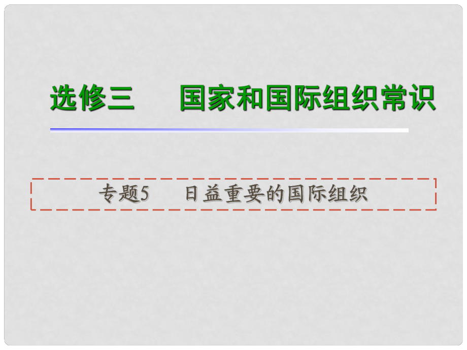 高考政治一輪復(fù)習(xí) 專題5 日益重要的國際組織課件_第1頁