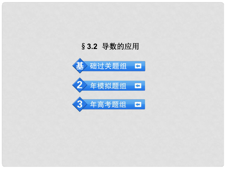 高考數(shù)學(xué) 3年高考2年模擬 3.2導(dǎo)數(shù)的應(yīng)用課件 理 （安徽版）_第1頁(yè)