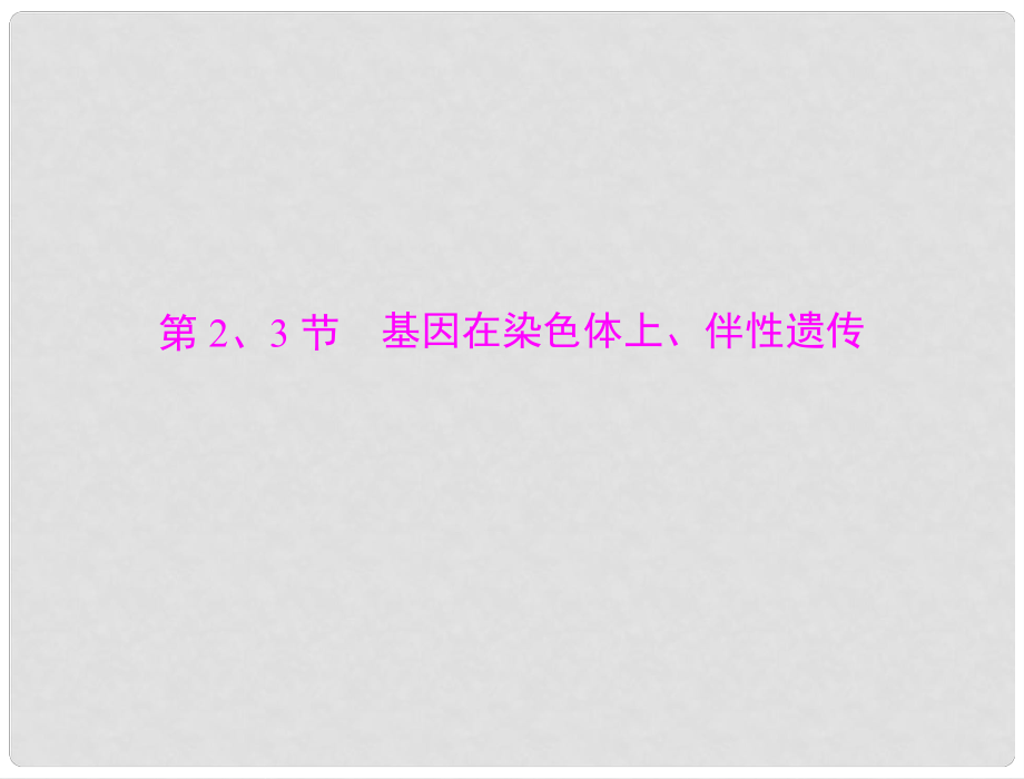 高考生物復(fù)習(xí) 第2章 第2、3節(jié) 基因在染色體上、伴性遺傳課件 必修2_第1頁