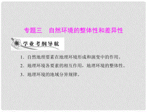 高考地理學(xué)業(yè)水平測試復(fù)習(xí) 專題三 考點1 自然地理要素在地理環(huán)境形成和演變中的作用 地理環(huán)境各要素的相互作用地理環(huán)境的整體性課件 新人教版必修1