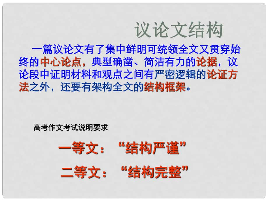 云南省紅河州彌勒縣高三語文專項訓練 議論文的結構課件_第1頁