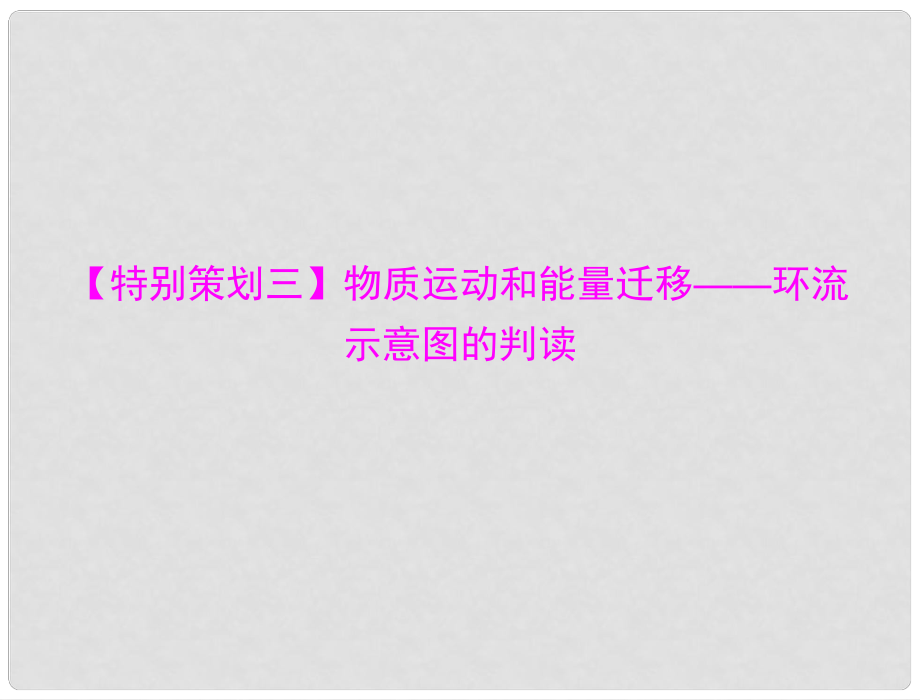 高考地理大二輪總復(fù)習(xí)配套課件 第二部分 核心知識(shí)突破 專題二 （特別策劃三）物質(zhì)運(yùn)動(dòng)和能量遷移—環(huán)流示意圖的判讀_第1頁(yè)