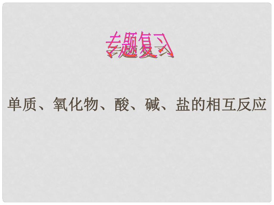 天津市葛沽三中九年級化學(xué)《單質(zhì)、氧化物、酸、堿、鹽的相互反應(yīng)》課件 人教新課標(biāo)版_第1頁