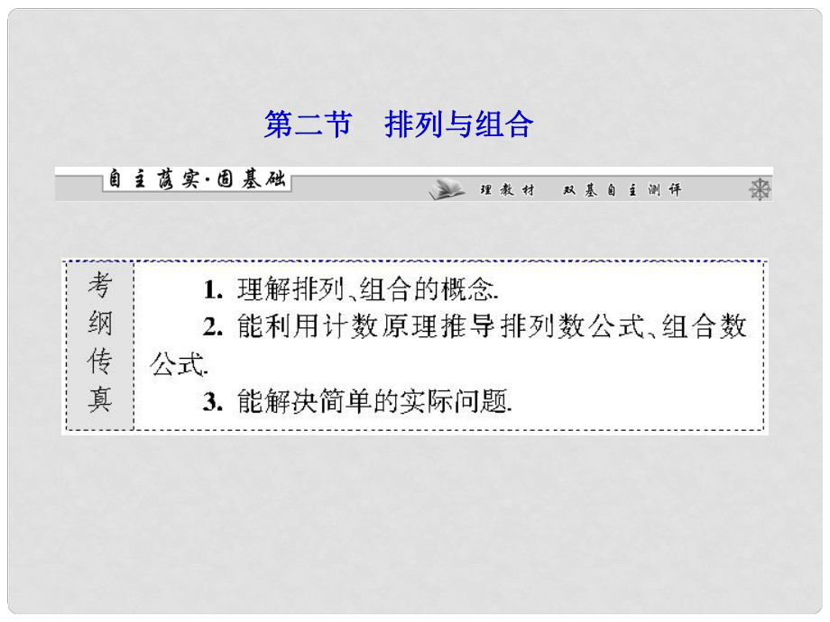 高考數(shù)學一輪復(fù)習 第十章第二節(jié) 排列與組合課件 理 （廣東專用）_第1頁