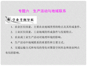 高考地理學(xué)業(yè)水平測試復(fù)習(xí) 專題六　考點1　農(nóng)業(yè)區(qū)位因素主要農(nóng)業(yè)地域類型的特點及其形成條件農(nóng)業(yè)生產(chǎn)活動對地理環(huán)境的影響課件 新人教版必修2