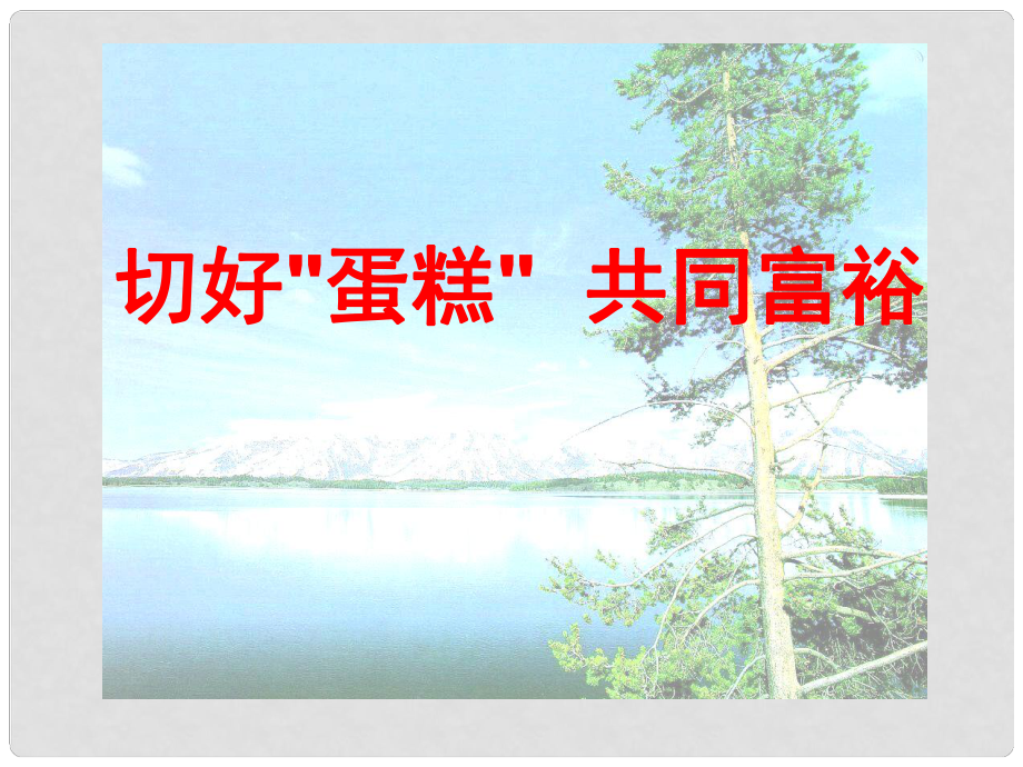 九年級思想品德全冊 第二單元 五星紅旗我為你驕傲第四課 全民共同富裕4.2 切好“蛋糕” 共同富裕課件 魯教版_第1頁