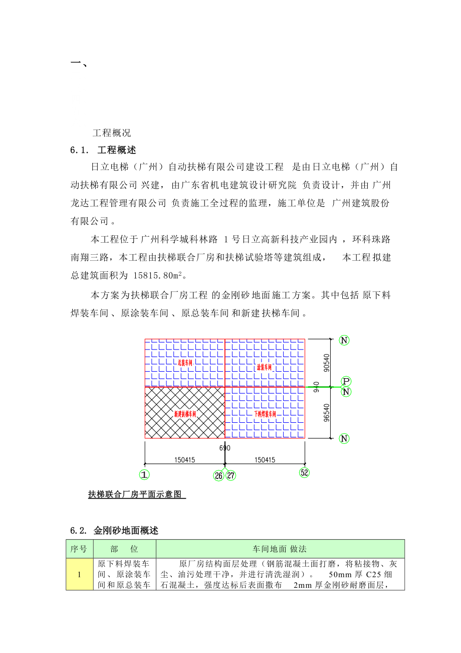 扶梯联合厂房金刚砂地面施工方案_第1页