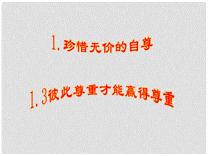 廣東省珠海九中七年級思想品德 彼此尊重才能贏得尊重課件 人教新課標版