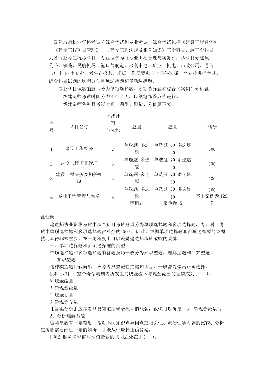 一、二级建造师考试经验分享及模拟试题_第1页