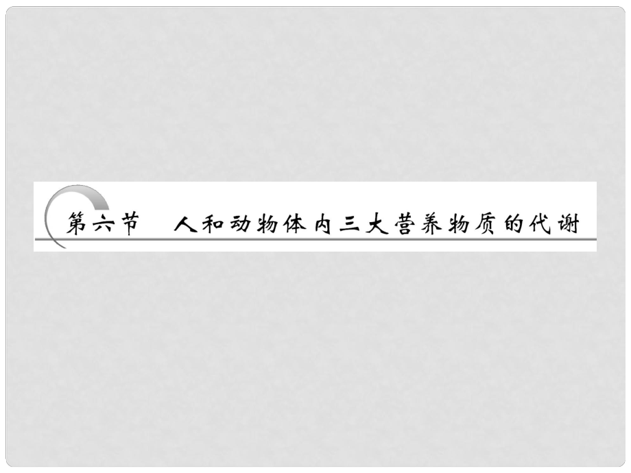 四川省成都市高考生物一輪復(fù)習(xí) 必修部分 第三章第六節(jié)人和動(dòng)物體內(nèi)三大營(yíng)養(yǎng)物質(zhì)的代謝課件_第1頁(yè)