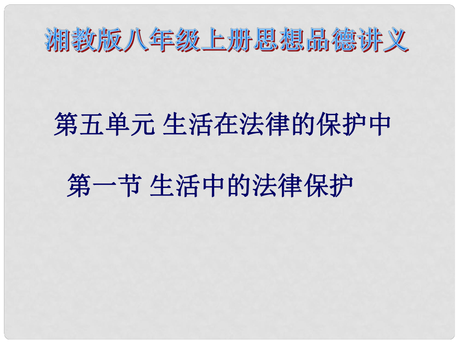 八年级思想品德上册 第五单元5.1《生活中的法律保护》讲义课件 湘教版_第1页