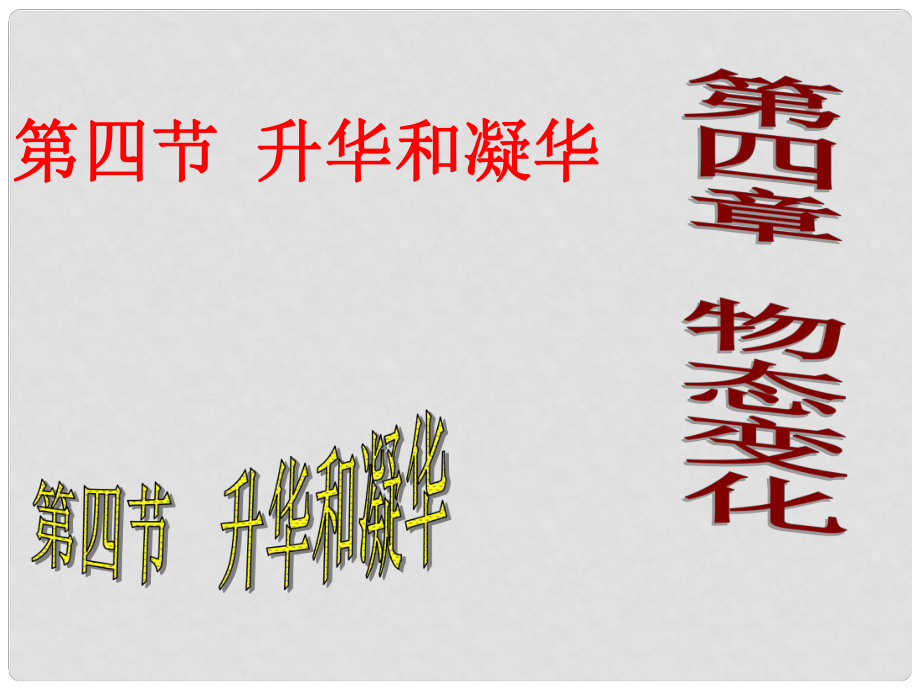 廣東省佛山市中大附中三水實(shí)驗(yàn)中學(xué)八年級(jí)物理上冊(cè) 第四節(jié) 升華和凝華課件 新人教版_第1頁(yè)