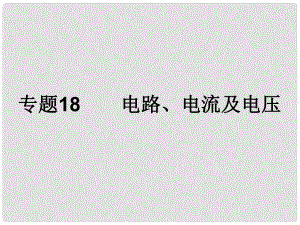 浙江省初中科學畢業(yè)生學業(yè)考試復習 專題18 電路、電流及電壓課件