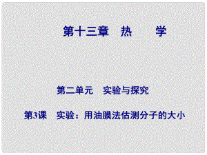 高考物理總復習 第十三章 第3課 實驗 用油膜法估測分子的大小課件