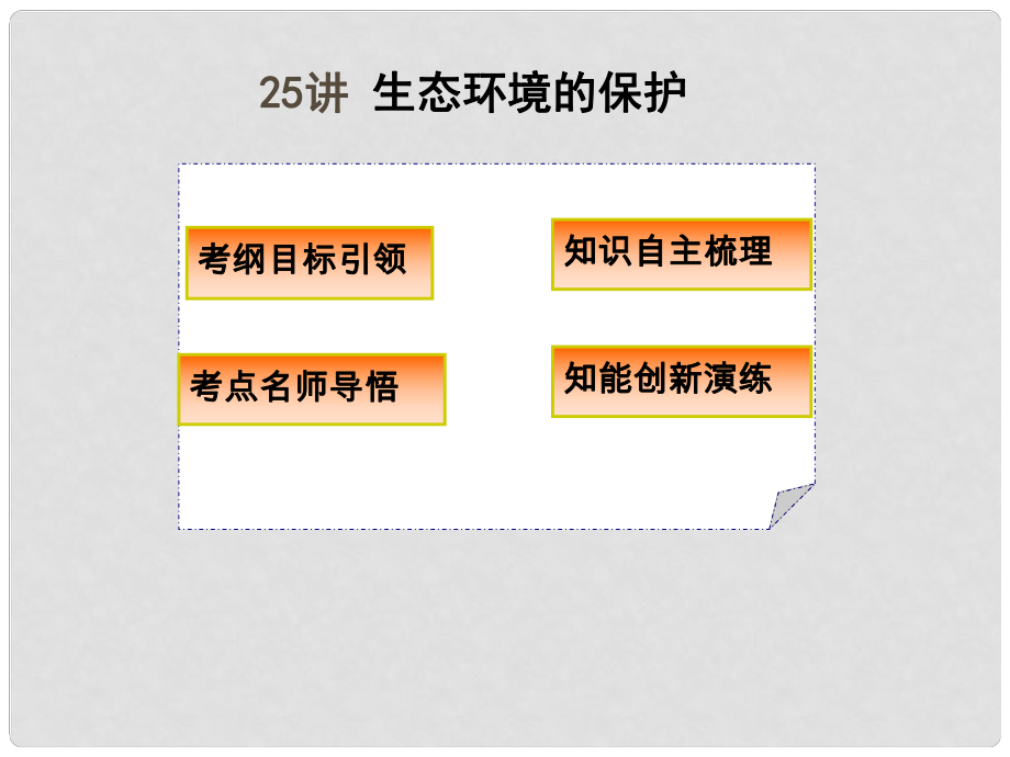 高三生物3年高考2年模擬 25講 生態(tài)環(huán)境的保護課件_第1頁