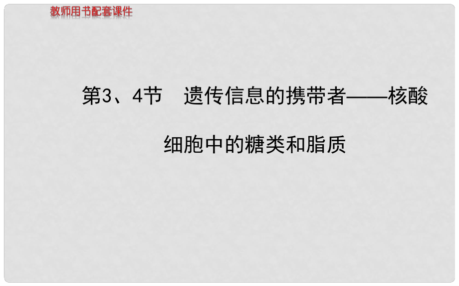 高三生物总复习 2.34核酸、细胞中的糖类脂质课件 新人教版必修1_第1页