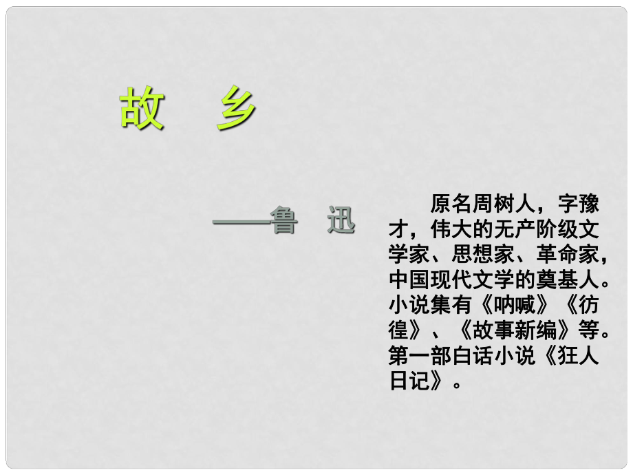 浙江省溫州市平陽縣鰲江鎮(zhèn)第三中學(xué)九年級語文上冊 39 故鄉(xiāng)課件2 新人教版_第1頁